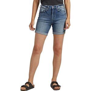 Silver Jeans Co. Sure Thing High-Rise Long Shorts jean shorts blue waist 33 NWT